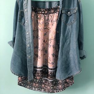 Knox Rose Pink/Blue Floral Tank Top